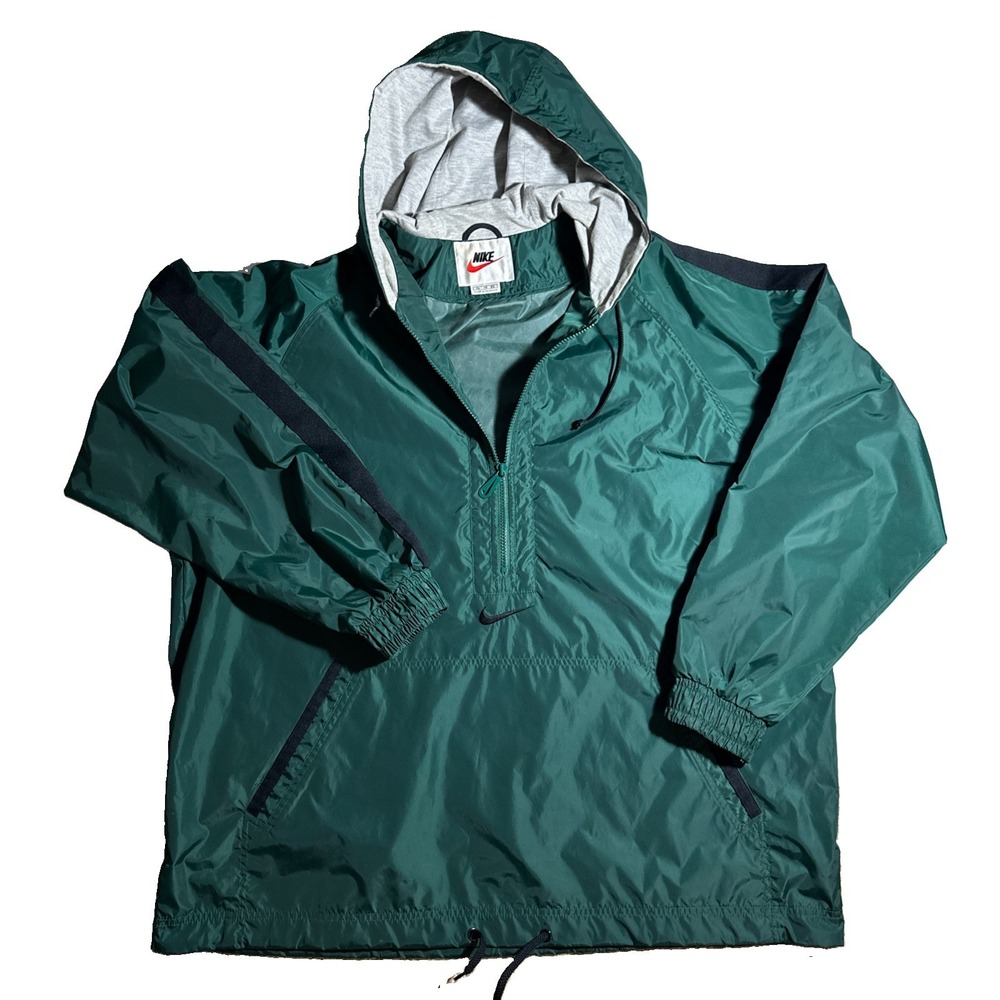 Vintage 90s Nike Green Windbreaker Jacket with Hoodie Size XL Nike Tags brand